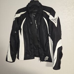 Lady Racer Frank Thomas Black Motorcycle Riding Jacket Womens LL Missing Armour